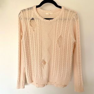 NWOT Le Lis Pale Peach Distressed Knit Sweater